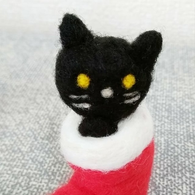 羊毛クリスマスマスコット☆猫セット