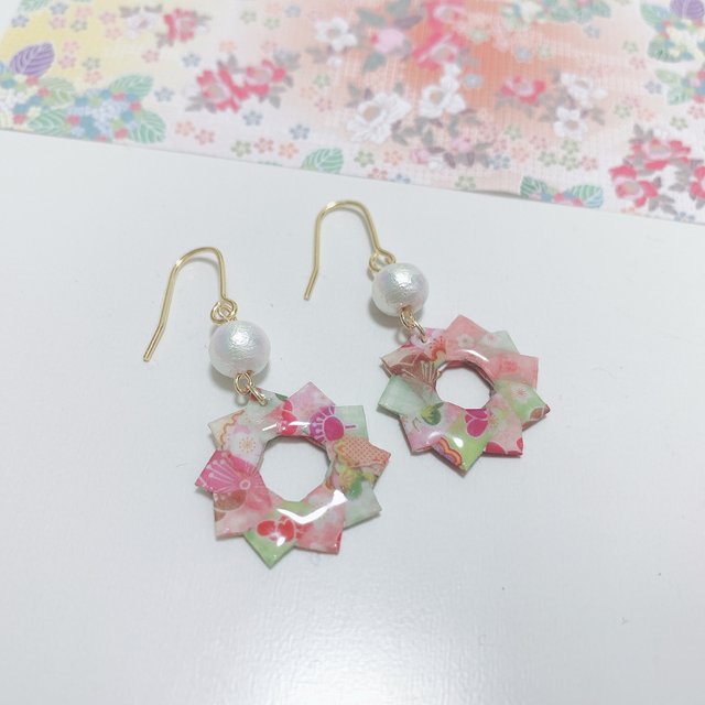 折り紙のリースピアス レジン Minne 日本最大級のハンドメイド 手作り通販サイト 折り紙のリースピアス レジン Minne 日本最大級のハンドメイド 手作り通販サイト