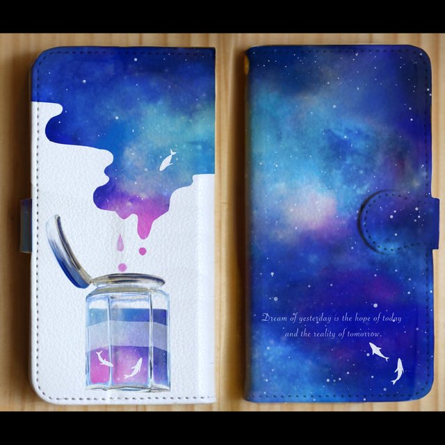 瓶詰めの宇宙 手帳型スマホケース ハンドメイドマーケット Minne 瓶詰めの宇宙 手帳型スマホケース ハンドメイドマーケット Minne