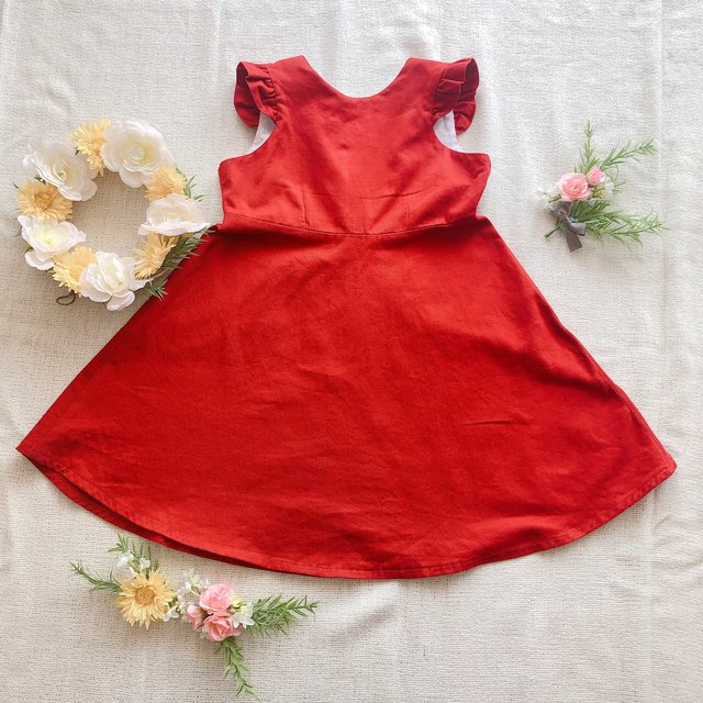 日本製綿100% Frill A-line Dress (red)