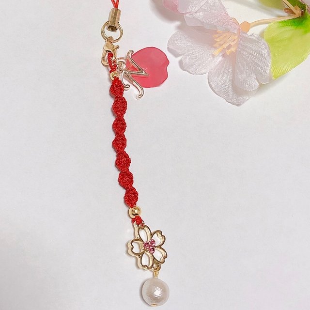 コットンパール付ねじり編み桜ストラップ ハンドメイドマーケット Minne コットンパール付ねじり編み桜ストラップ ハンドメイドマーケット Minne