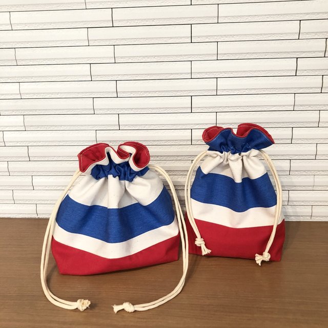 マリンカラーが可愛いお弁当袋 コップ袋 ハンドメイドマーケット Minne マリンカラーが可愛いお弁当袋 コップ袋 ハンドメイドマーケット Minne