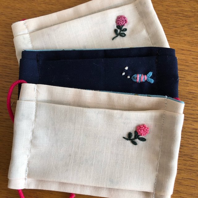 受注製作 ワンポイント刺繍入りプリーツマスク ハンドメイドマーケット Minne 受注製作 ワンポイント刺繍入りプリーツマスク ハンドメイドマーケット Minne