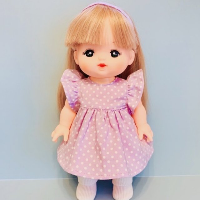 メルちゃん服 可愛いフリルワンピース 薄紫ドット柄 ヘアバンド付き ハンドメイドマーケット Minne メルちゃん服 可愛いフリルワンピース 薄紫ドット柄 ヘアバンド付き ハンドメイドマーケット Minne