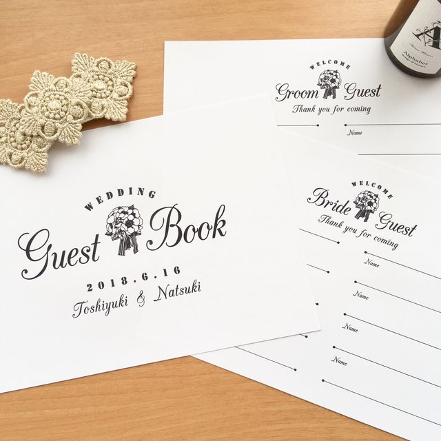 特集掲載 A5サイズ アネモネブーケ 結婚式 芳名帳 名前のみ ゲストブック 80名分 表紙 1枚 ハンドメイドマーケット Minne