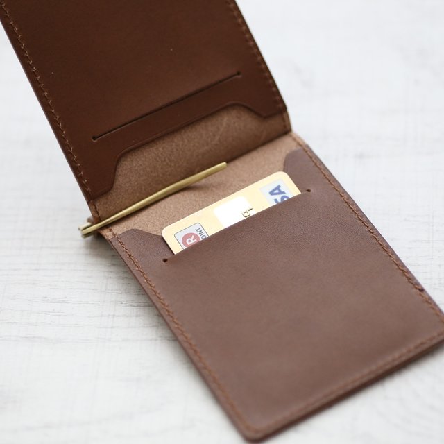 マネークリップ 財布 二つ折り財布 栃木レザー 真鍮 ハンドメイド