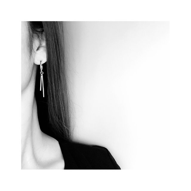 NO.48 /フープピアス [ダブルスティック]　…メンズ ユニセックスデザイン… 片耳オーダー可能