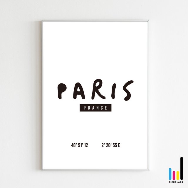 Paris アート プリント ポスター [ A1 ] パリ フランス シンプル モノクロ 文字 モノトーン 白黒 雑貨 デザイナーズ インテリア タイポグラフィー