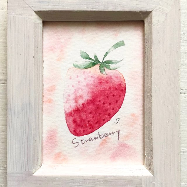 Strawberry 水彩画イラストミニ額 フルーツいちご イチゴ ハンドメイドマーケット Minne Strawberry 水彩画イラストミニ額 フルーツいちご イチゴ ハンドメイドマーケット Minne