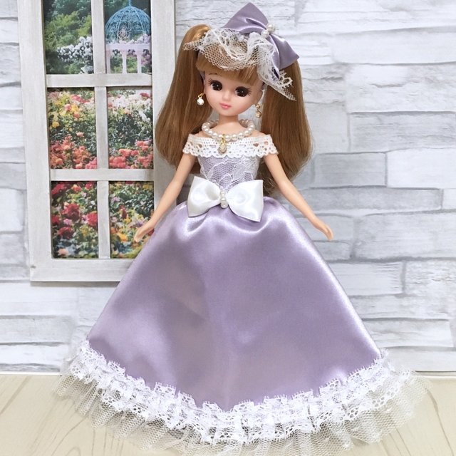 送料無料 リカちゃん ドレス 紫 白レース ハンドメイドマーケット Minne