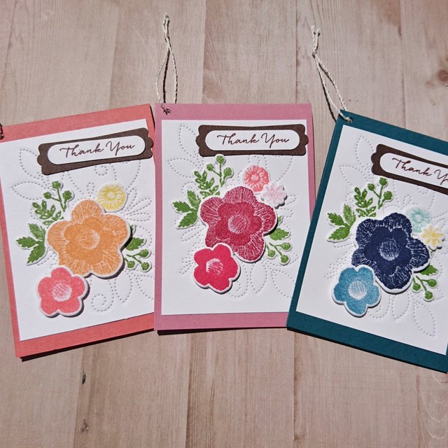 《お花の刺繍が可愛いミニカード》FOR YOU・サンキューカード♡３枚セット