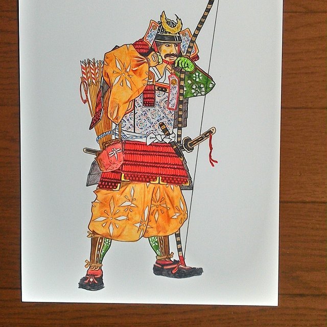 036 色鉛筆画 水彩色鉛筆 2lサイズ 鎧武者イラスト 騎馬武者 サムライ Minne 日本最大級のハンドメイド 手作り通販サイト