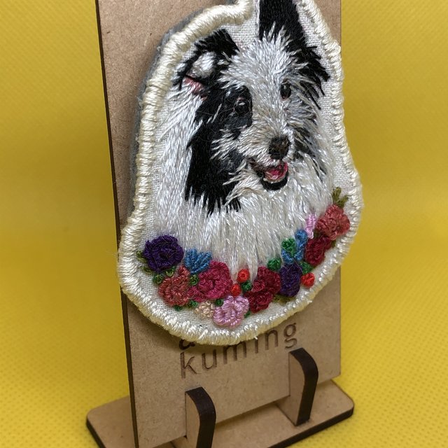犬刺繍 うちの子刺繍 シェルティブローチ | minne 日本最大級の 