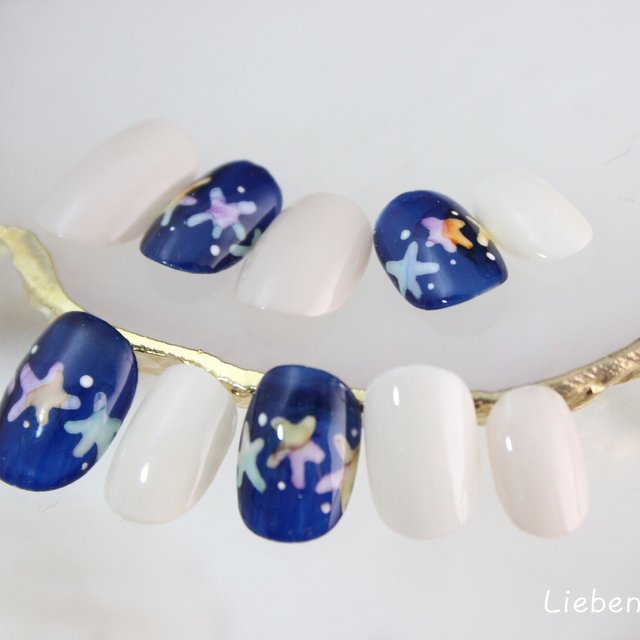 水彩ヒトデのネイル ジェル Minne 日本最大級のハンドメイド 手作り通販サイト 水彩ヒトデのネイル ジェル Minne 日本最大級のハンドメイド 手作り通販サイト