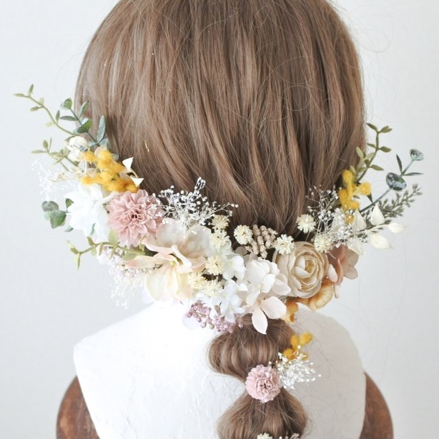 ：野の花をぎゅっと集めた髪飾り：/// 成人式、卒業式、結婚式などにおすすめのヘッドドレスです【金箔シート2枚つき】