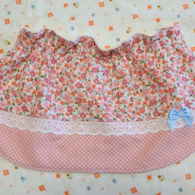 保育園帽子の日よけカバー 水色リボンのピンク小花柄 Minne 日本最大級のハンドメイド 手作り通販サイト