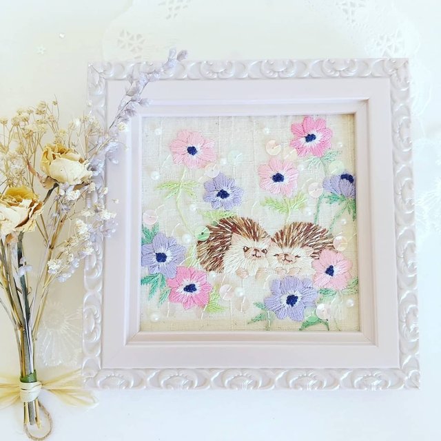 『anemone』  刺繍画