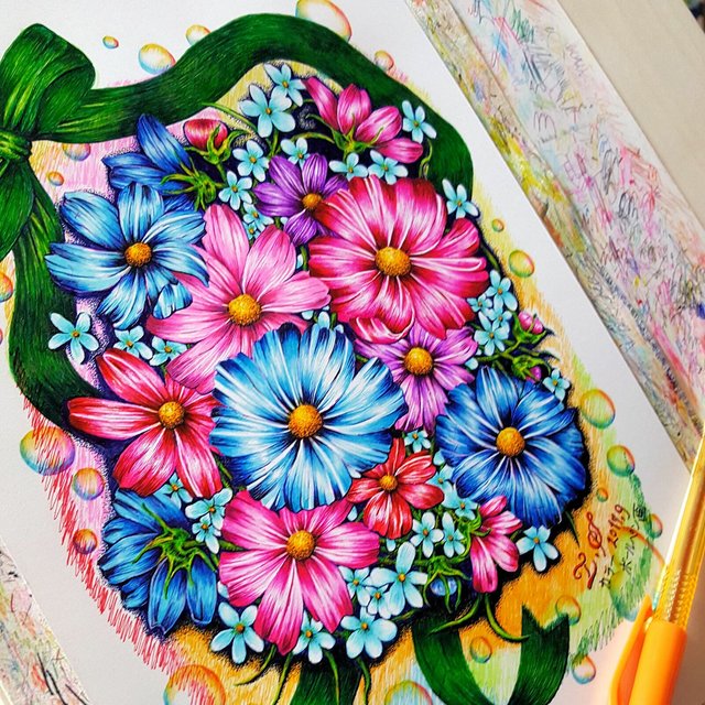 花の作品7 カラーボールペン画 ハンドメイドマーケット Minne 花の作品7 カラーボールペン画 ハンドメイドマーケット Minne