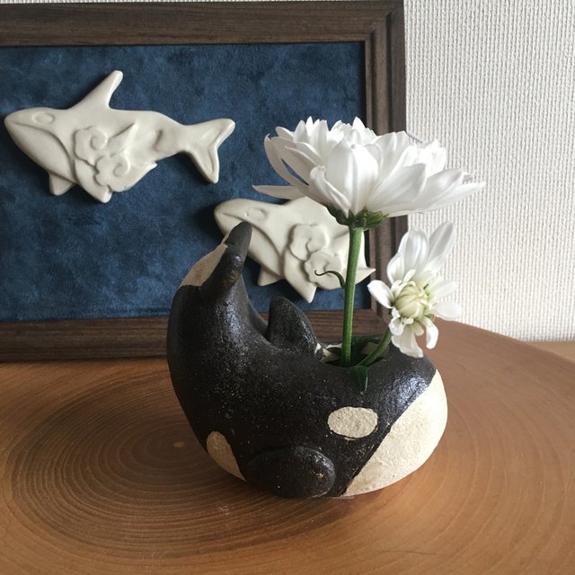 一輪挿し シャチ 花器 鯱 オルカ プレゼント 父の日 ハンドメイドマーケット Minne 一輪挿し シャチ 花器 鯱 オルカ プレゼント 父の日 ハンドメイドマーケット Minne