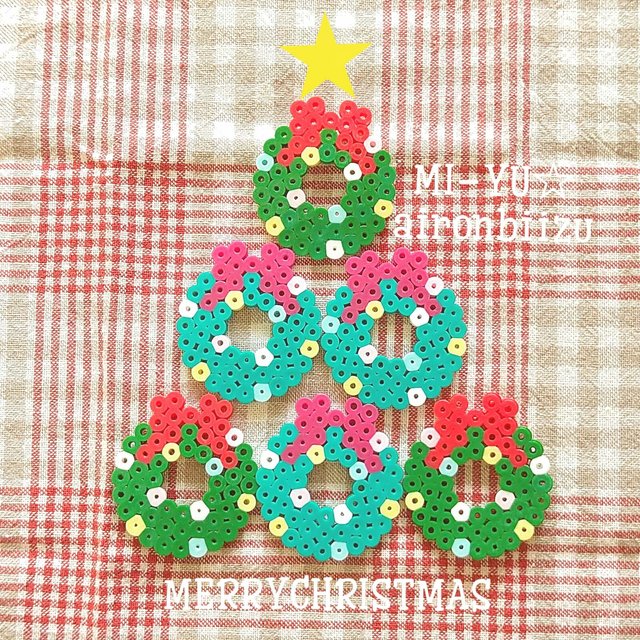 アイロンビーズ 知育玩具 クリスマスリース 6個セット ハンドメイドマーケット Minne アイロンビーズ 知育玩具 クリスマスリース 6個セット ハンドメイドマーケット Minne