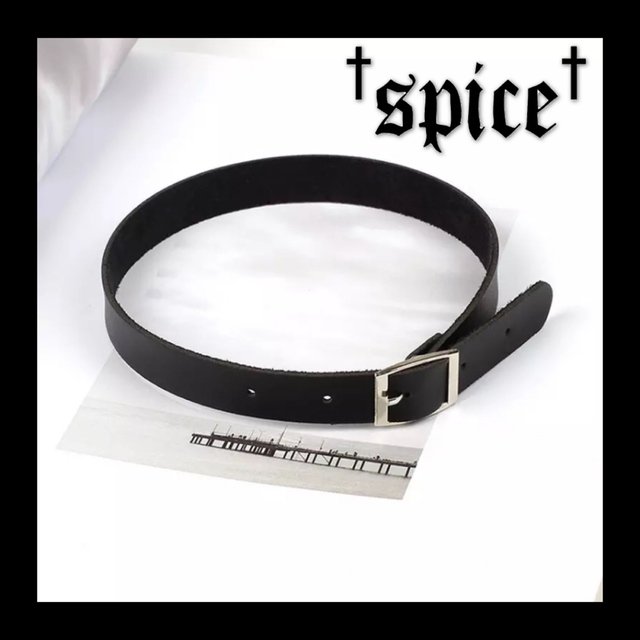 Puleather Buckle チョーカー ネックレス レザー バックル ブラック 黒 シルバー 病みかわいい ダーク シンプル パンク ロック 個性的 ハンドメイドマーケット Minne