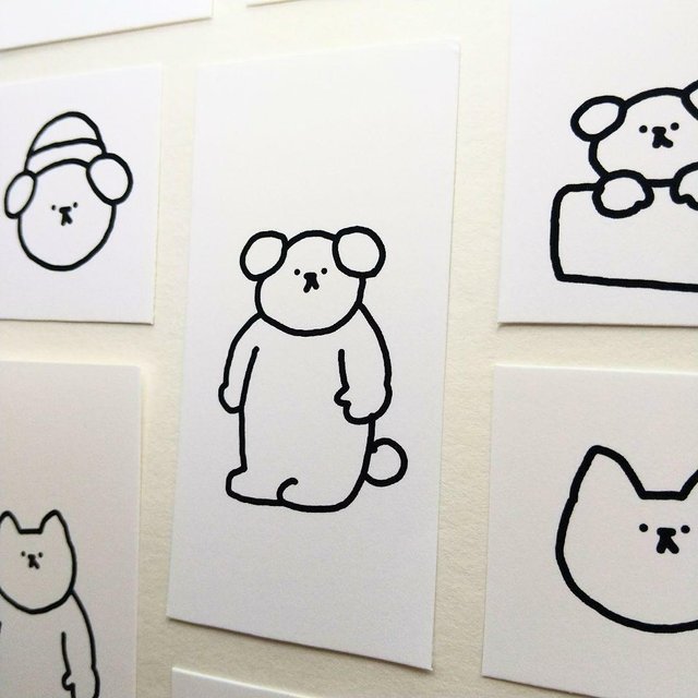 犬と猫のシュールなフレークシール モノクロ Minne 日本最大級のハンドメイド 手作り通販サイト