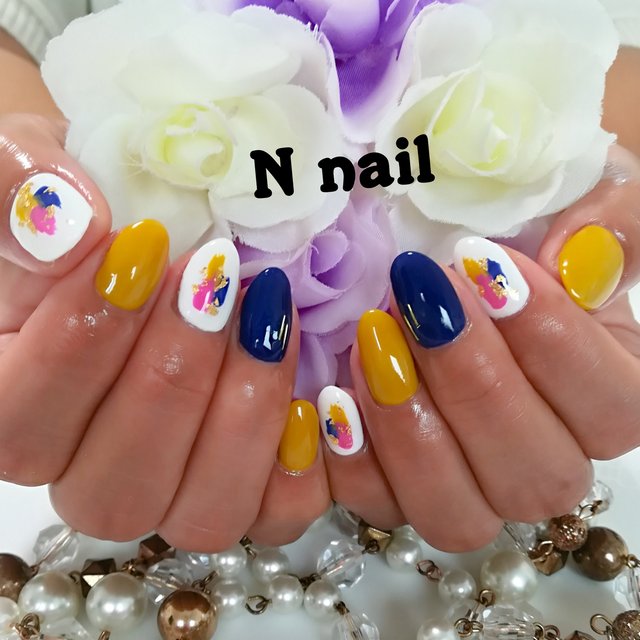 No 229 塗りかけネイル マスタード ネイビー ネイルチップ ハンドメイドマーケット Minne No 229 塗りかけネイル マスタード ネイビー ネイルチップ ハンドメイドマーケット Minne