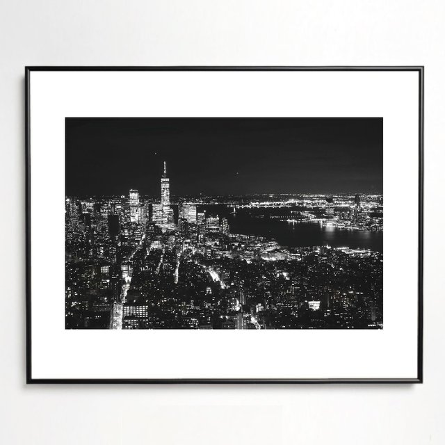 A4サイズ  「 マンハッタンの夜景  5 」モノクロ