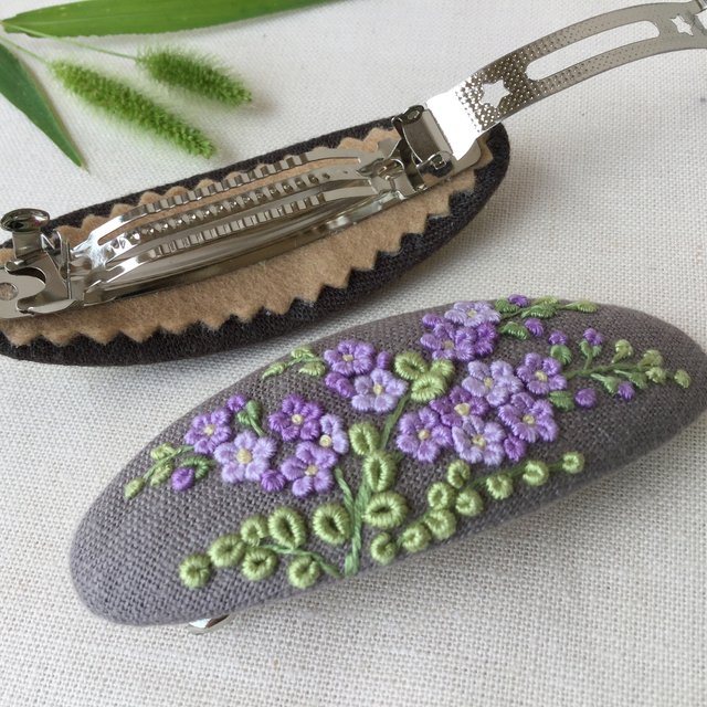 刺繍バレッタ9 3 5 デュランタライム ハンドメイドマーケット Minne 刺繍バレッタ9 3 5 デュランタライム ハンドメイドマーケット Minne