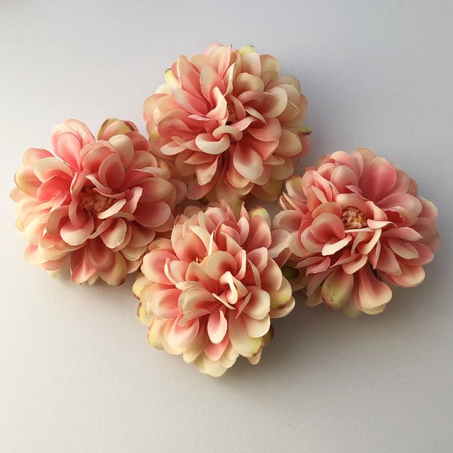 ◆菊 7cm（ 桃色 ）4個セット 造花 花材 花の頭 花のみ パーツ アーティフィシャルフラワー【f-035】