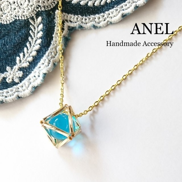 ガラス玉ネックレス 水色 Minne 日本最大級のハンドメイド 手作り通販サイト