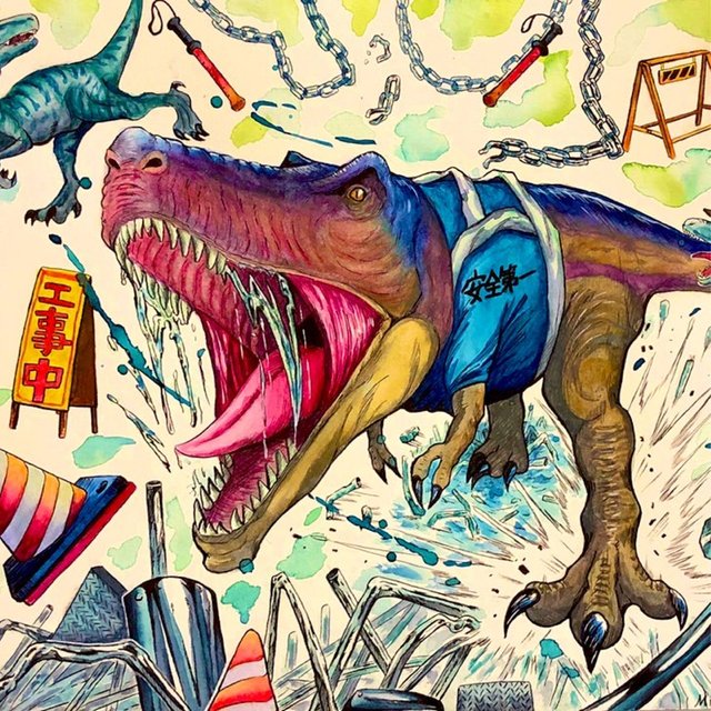 かっこいい動物のイラスト 恐竜 安全第一 ハンドメイドマーケット Minne