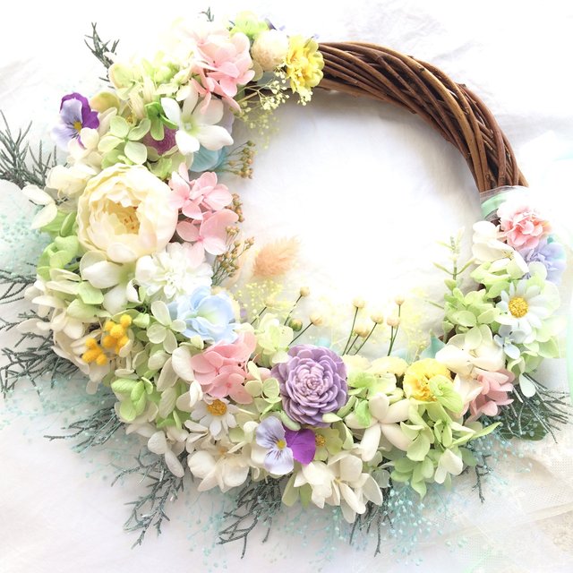 森のナチュラルwreathe 13 リースブーケ ギフト ウェディング 和装 白無垢 色打掛 ハンドメイドマーケット Minne