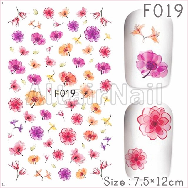 F019 大判サイズ ネイルシール 花 フラワー 水彩 ピンク 赤 ハンドメイドマーケット Minne F019 大判サイズ ネイルシール 花 フラワー 水彩 ピンク 赤 ハンドメイドマーケット Minne
