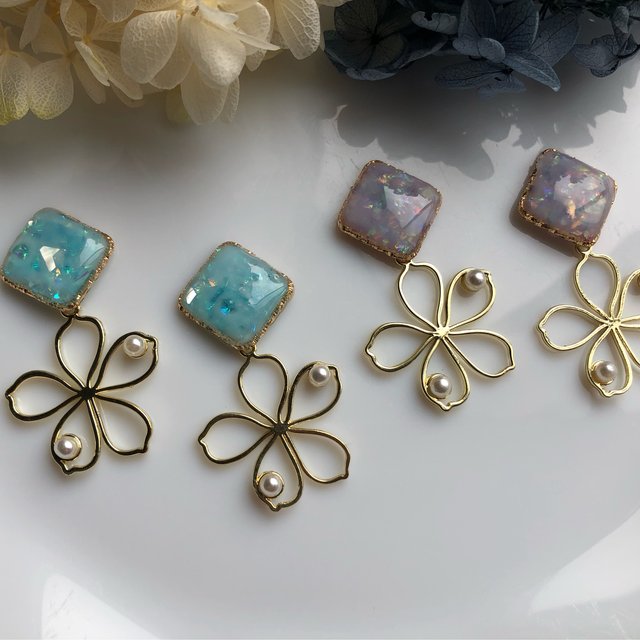 宝石風ピアス イヤリング 水色 ハンドメイドマーケット Minne 宝石風ピアス イヤリング 水色 ハンドメイドマーケット Minne