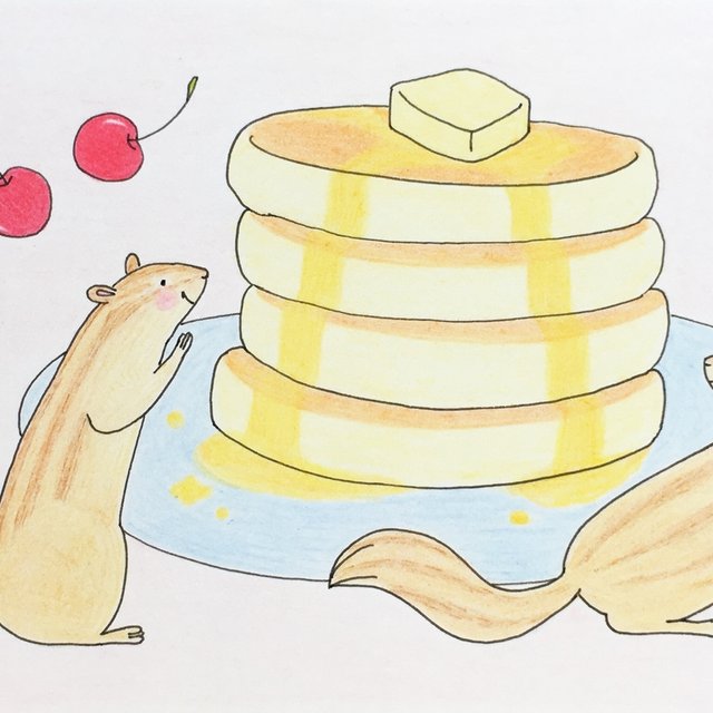 イラスト シマリスとホットケーキ ハンドメイドマーケット Minne イラスト シマリスとホットケーキ ハンドメイドマーケット Minne