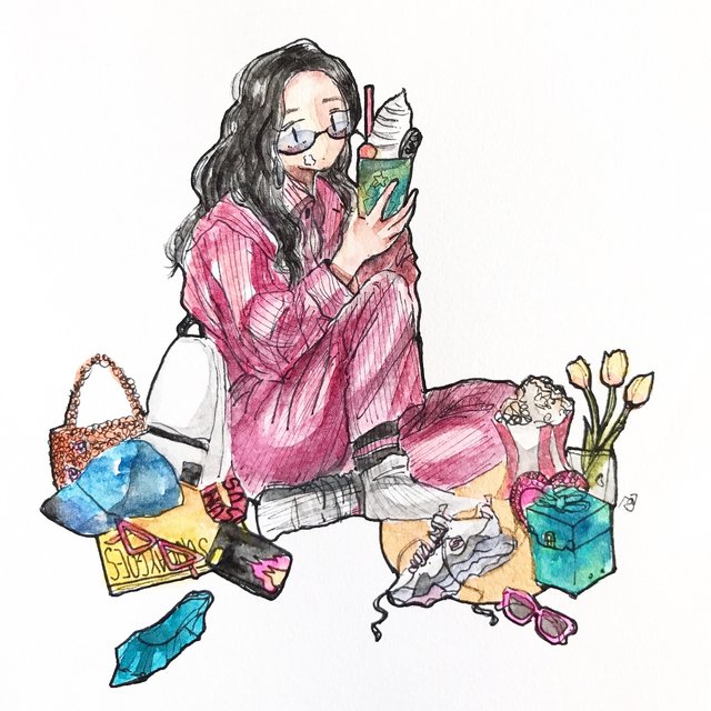 水彩画 女の子 イラスト ハンドメイドマーケット Minne 水彩画 女の子 イラスト ハンドメイドマーケット Minne