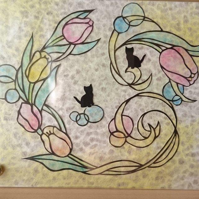 切り絵 チューリップ と黒ねこ達のワルツ 受注作成になります ハンドメイドマーケット Minne 切り絵 チューリップ と黒ねこ達のワルツ 受注作成になります ハンドメイドマーケット Minne