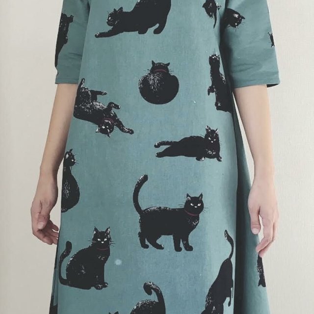 こなまいきな黒猫のワンピース リーフグリーン 五分袖 Minne 日本最大級のハンドメイド 手作り通販サイト こなまいきな黒猫のワンピース リーフグリーン 五分袖 Minne 日本最大級のハンドメイド 手作り通販サイト