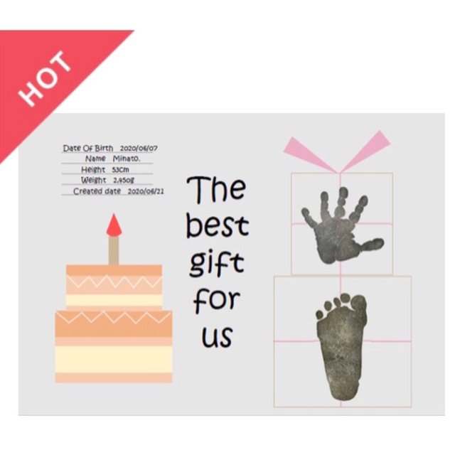 手形アート台紙 デコレーションケーキとwプレゼントアートポスター 命名書にも 赤ちゃんの今を記念に残そう 初めての方でも可愛くおしゃれな手形足形作品に仕上がります ハンドメイドマーケット Minne