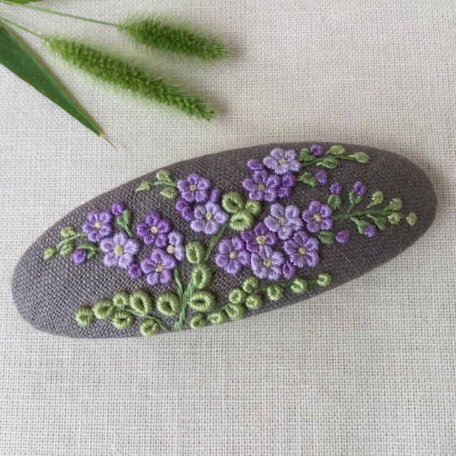 刺繍バレッタ9 3 5 デュランタライム ハンドメイドマーケット Minne 刺繍バレッタ9 3 5 デュランタライム ハンドメイドマーケット Minne
