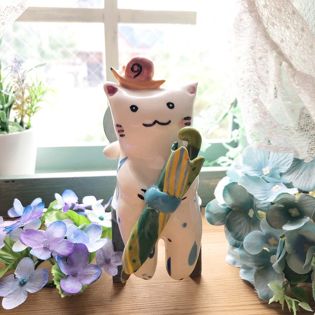 6月のある日 わこねこ陶人形 猫 置物 カタツムリ 傘 梅雨 Minne 日本最大級のハンドメイド 手作り通販サイト 6月のある日 わこねこ陶人形 猫 置物 カタツムリ 傘 梅雨 Minne 日本最大級のハンドメイド 手作り通販サイト