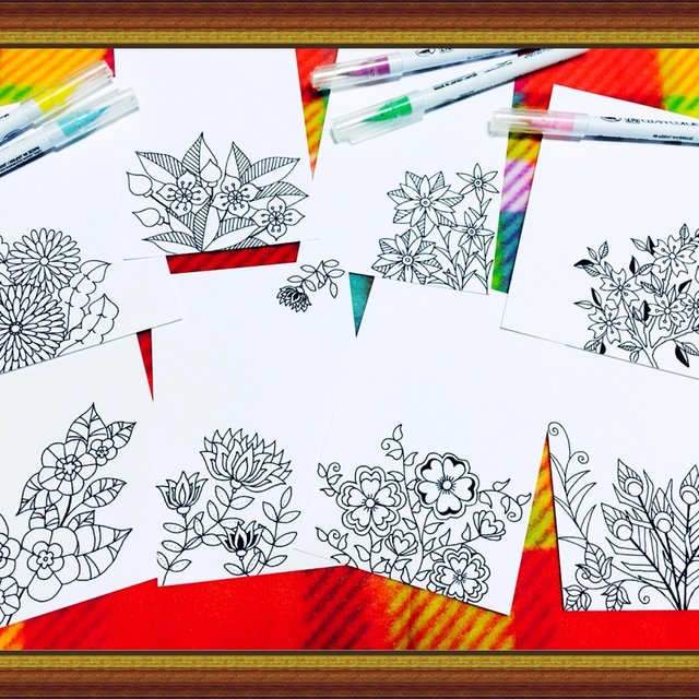 花柄塗り絵 ポストカード 組み合わせ自由 6枚セット 水性ペン専用 Minne 日本最大級のハンドメイド 手作り通販サイト