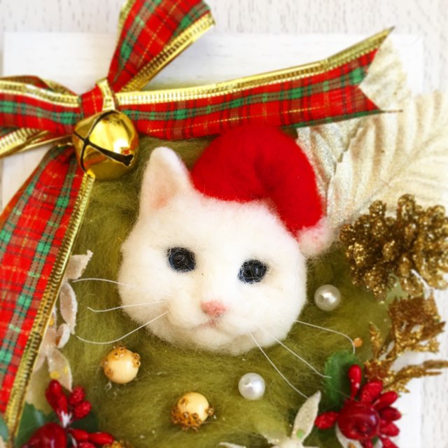 羊毛猫クリスマスフレーム ハンドメイドマーケット minne