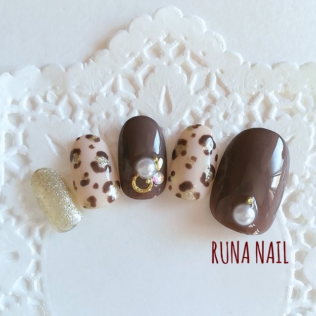 Runa マロンブラウン レオパード柄ネイルチップ ハンドメイドマーケット Minne Runa マロンブラウン レオパード柄ネイルチップ ハンドメイドマーケット Minne