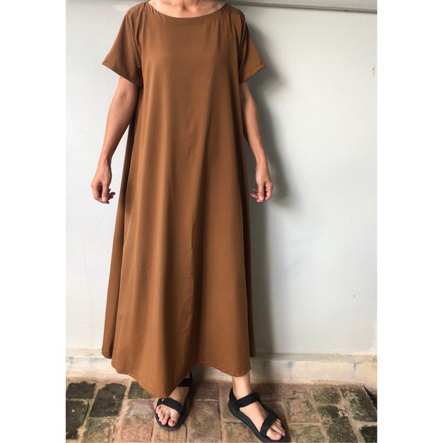 キャメル アースカラー マキシフレアワンピース 春夏 ロング 半袖 ハンドメイドマーケット Minne キャメル アースカラー マキシフレアワンピース 春夏 ロング 半袖 ハンドメイドマーケット Minne