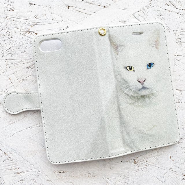 Sale 白猫オッドアイ 手帳型 Iphone7 8ケース 猫 ハンドメイドマーケット Minne