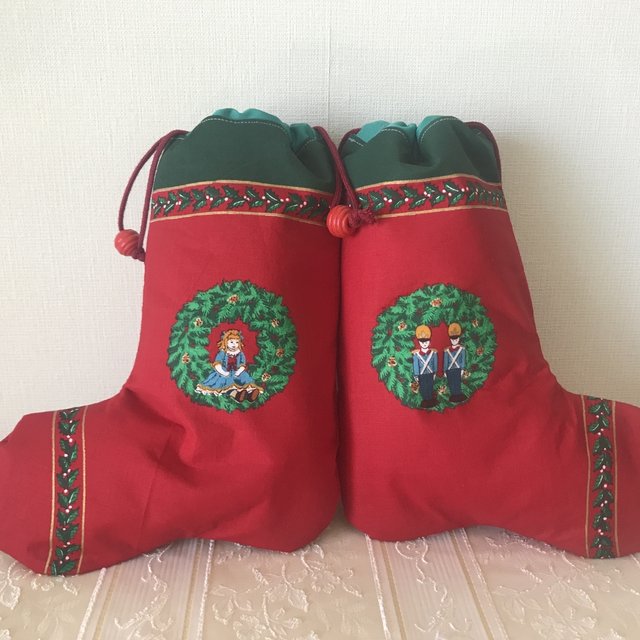 おもちゃの兵隊 テディベア フランス人形と木馬のクリスマス靴下の巾着 全4種 Minne 日本最大級のハンドメイド 手作り通販サイト