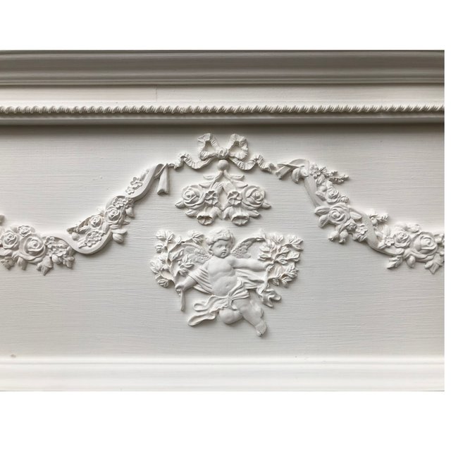 リボンガーランドエンジェルパネルホワイトモチーフ壁飾りボード 
