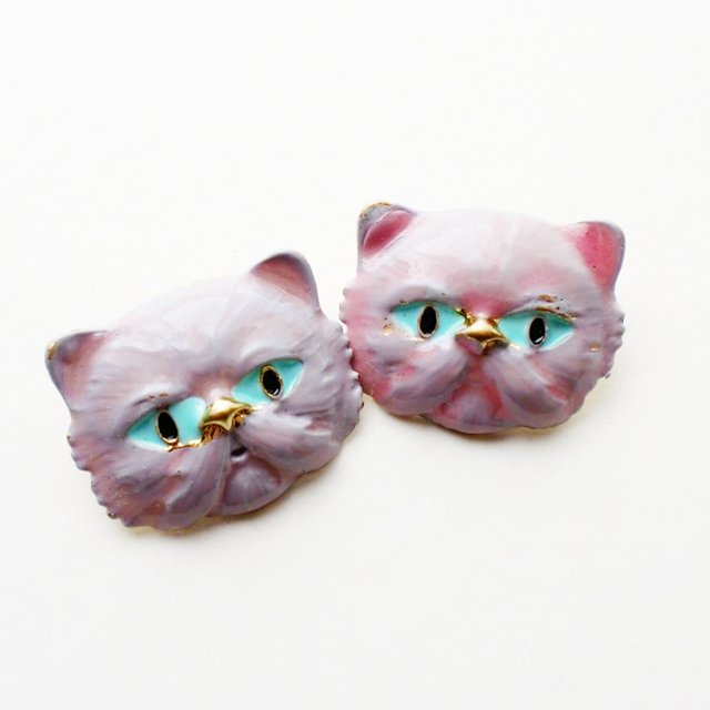 ヴィンテージcat グレー ゴールド パーツ 素材 レトロ素材 猫パーツ ヴィンテージcat グレー ゴールド パーツ 素材 レトロ素材 猫パーツ